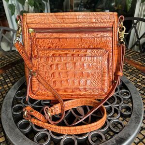 Brahmin Cleo-Sedona Melbourne Crossbody Leather Croc Embossed Bag